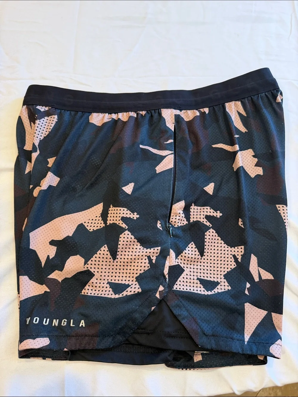 T0309202 YoungLA Black Athletic Shorts black with Gold Print SZ L